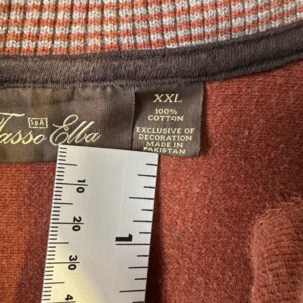 Tasso Elba Spa Mens Rust Red Dad Pullover Henley Cotton Sz XXL 1/4‎ Zip Sweater - Picture 15 of 16